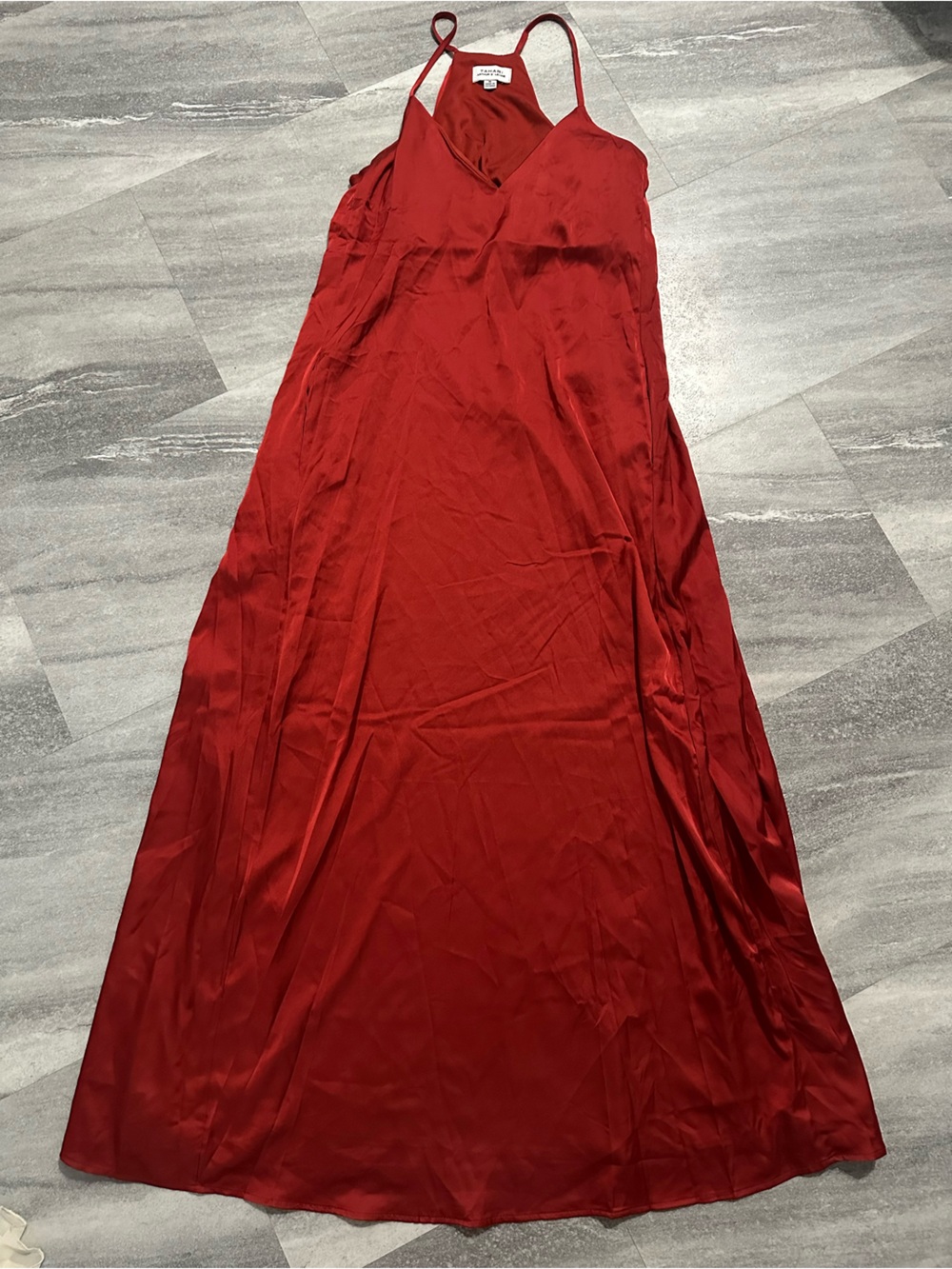 NWT Tahari red orange satin slip dress Size M